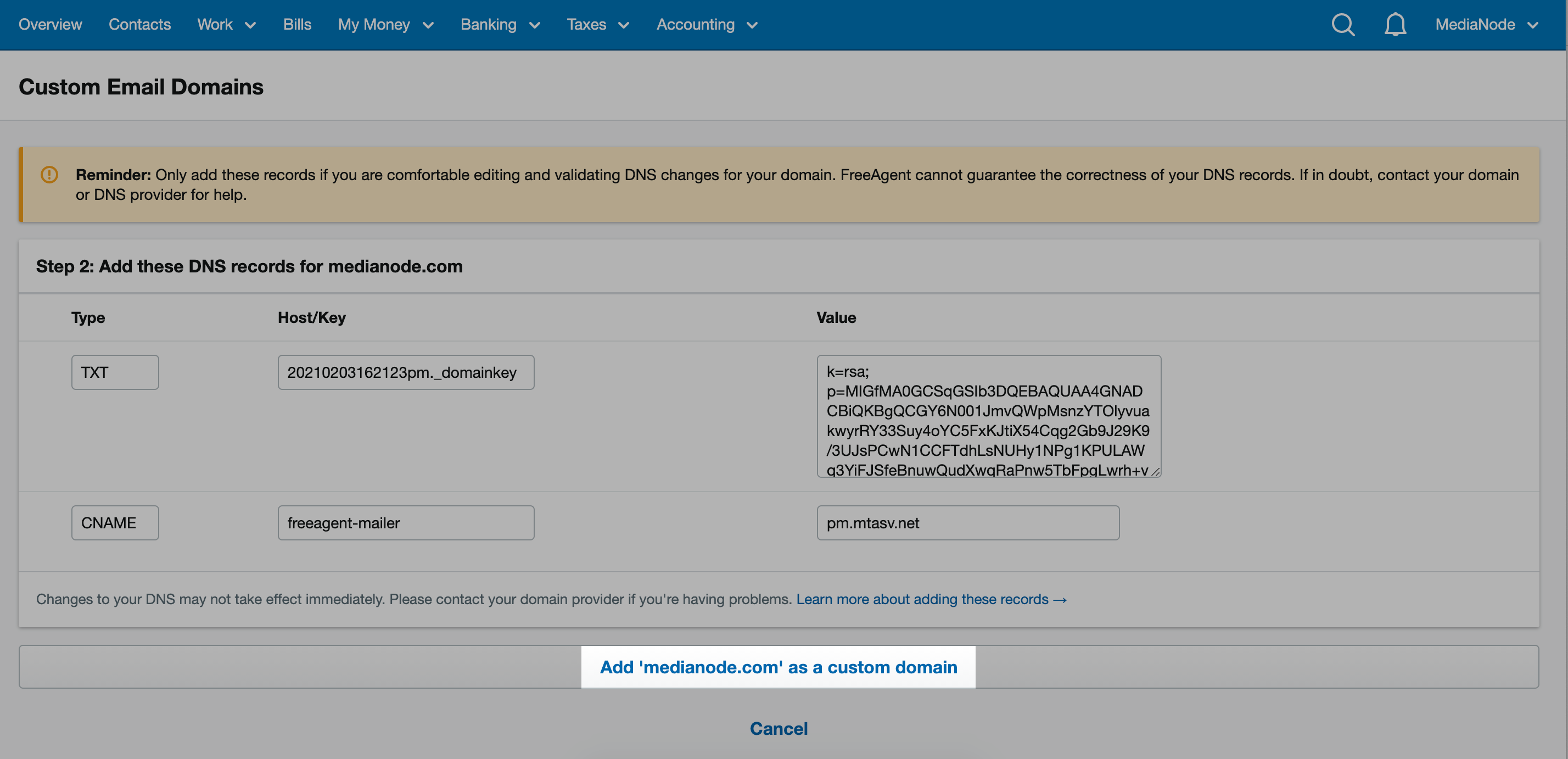add your domain name as a custom domain button highlighted