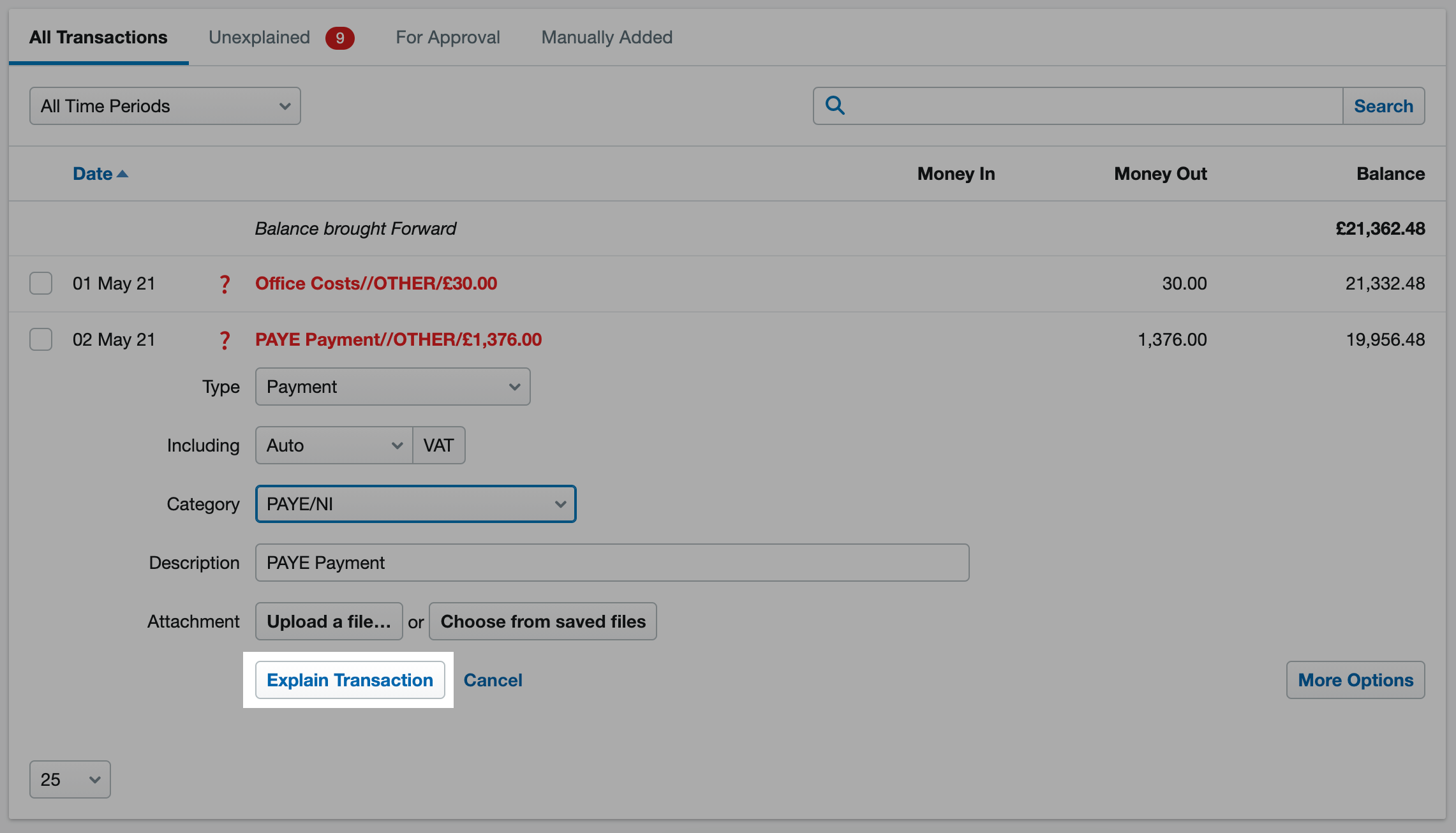 Explain a PAYE payment to HMRC – FreeAgent