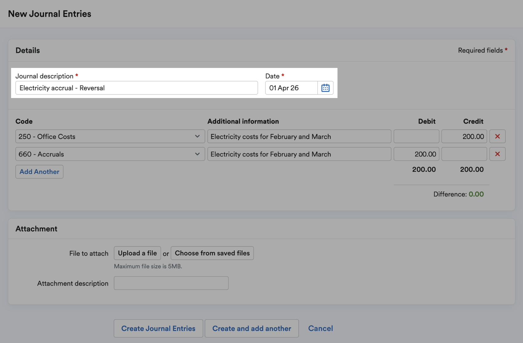 Journal description and date fields highlighted on reversed journals