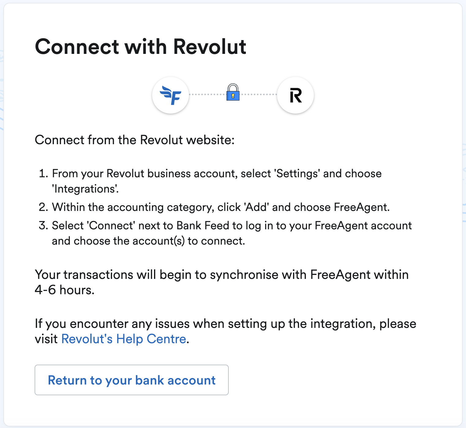 Connect with Revolut window.