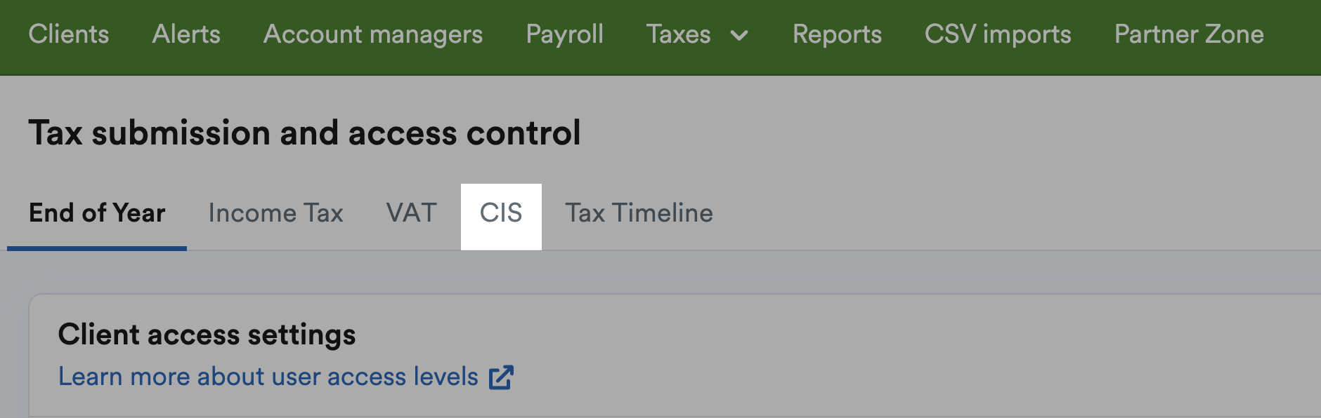 CIS tab highligted