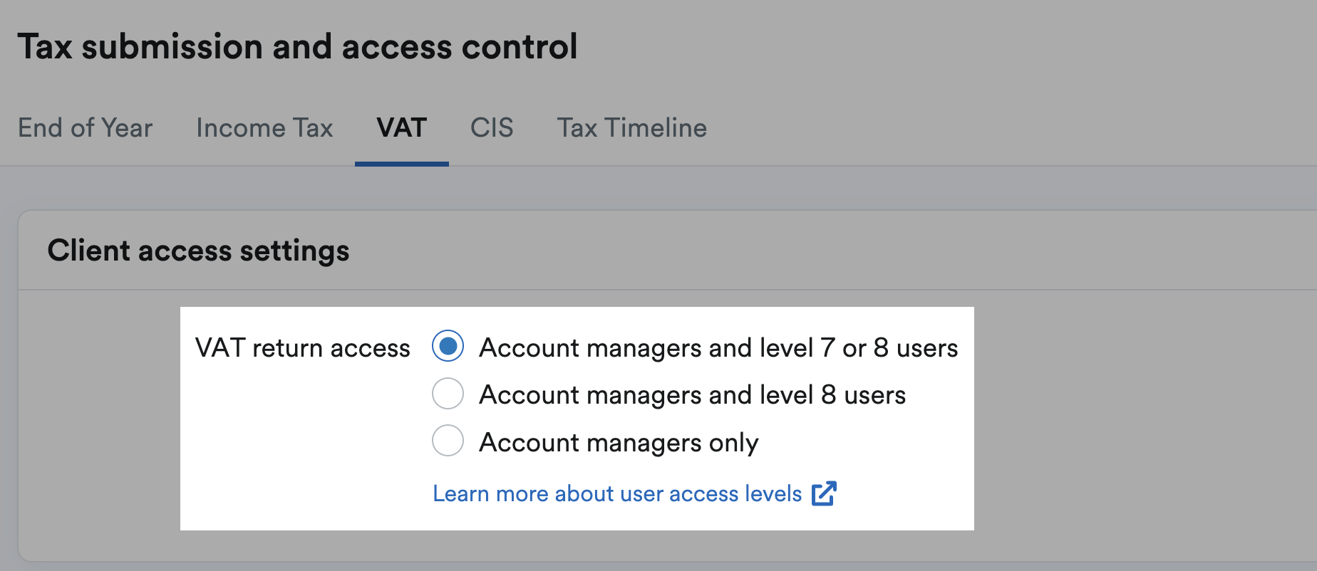 VAT return access options