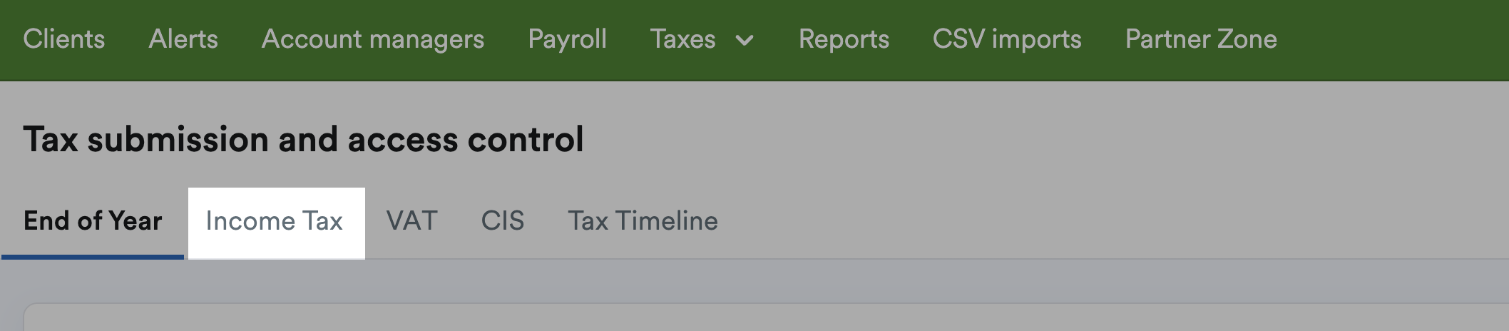 Income Tax tab highlighted