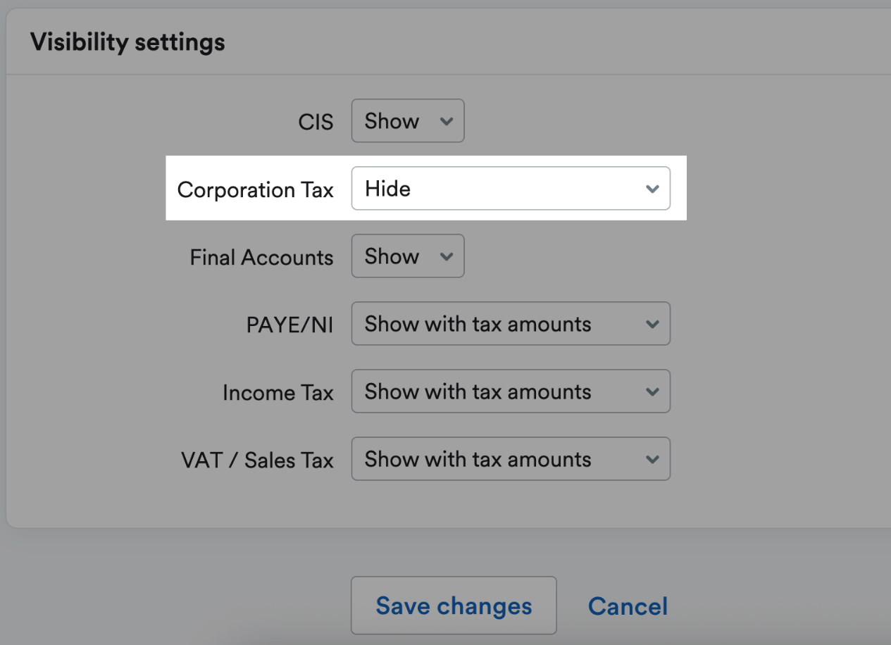 Example of an item being hidden from the Tax Timeline