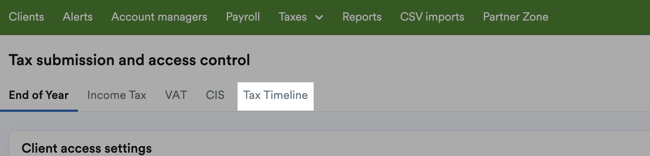 Tax Timeline tab highlighted