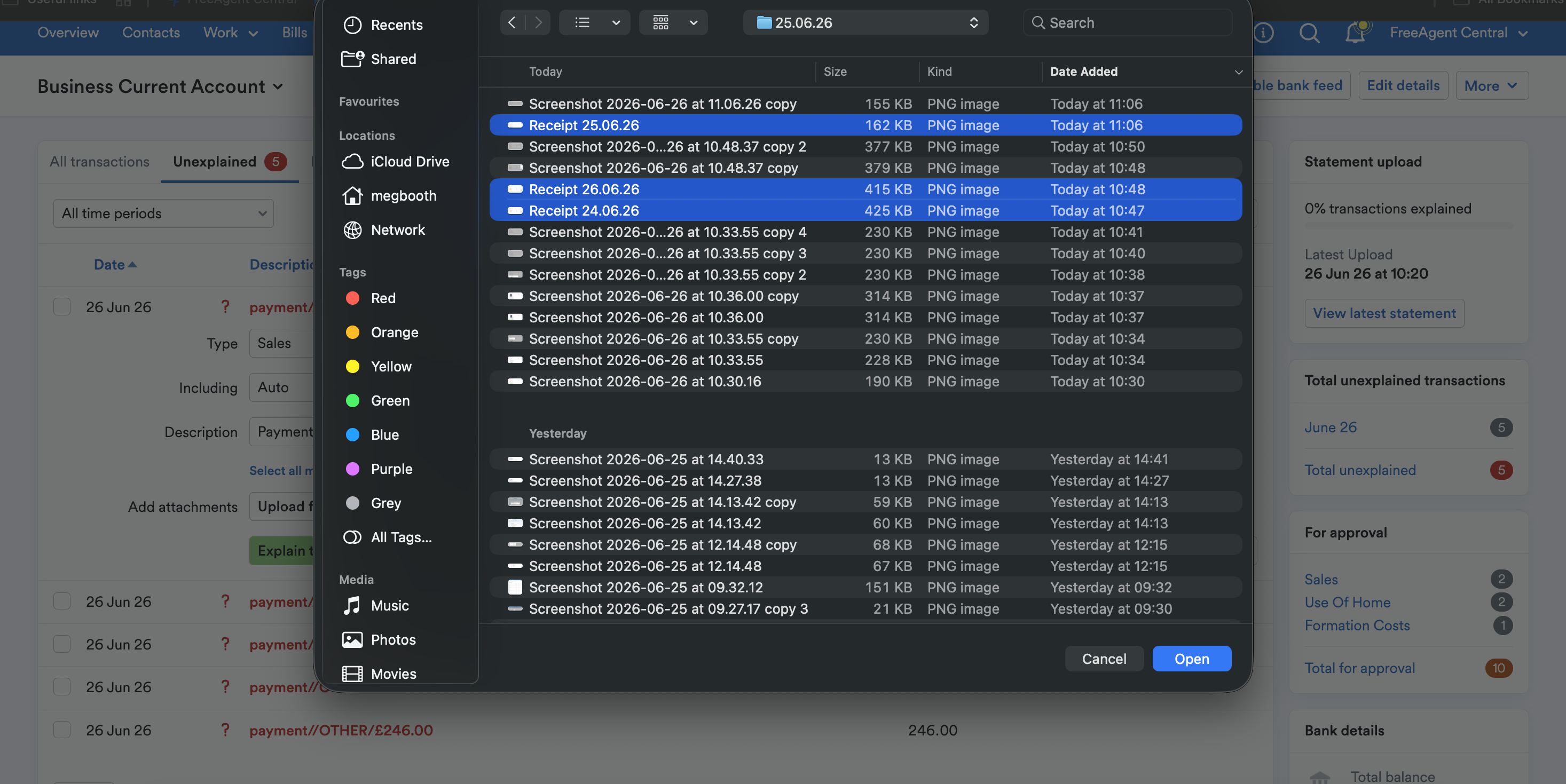 Multiple files selected to upload.