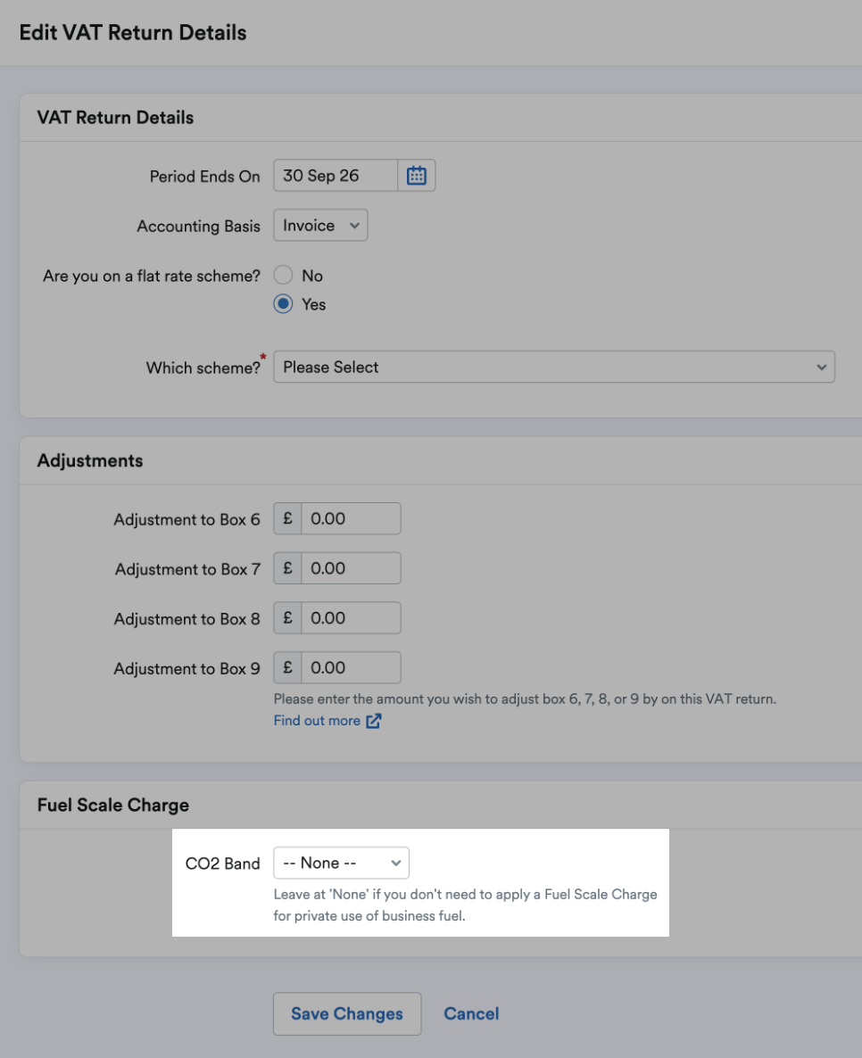 Fuel Scale CHarge section highlighted