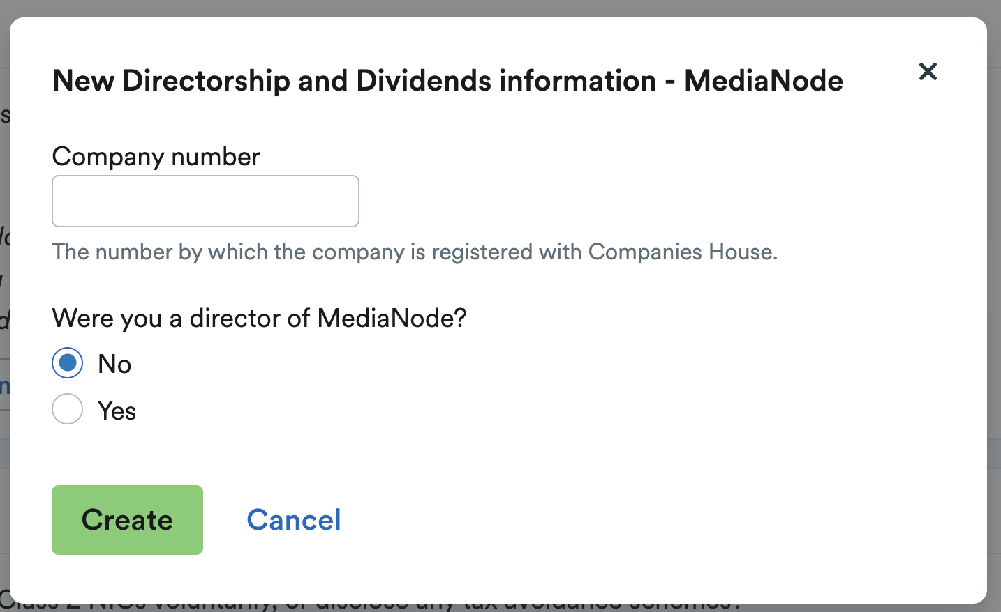 'New Directorship and Dividends information' window.