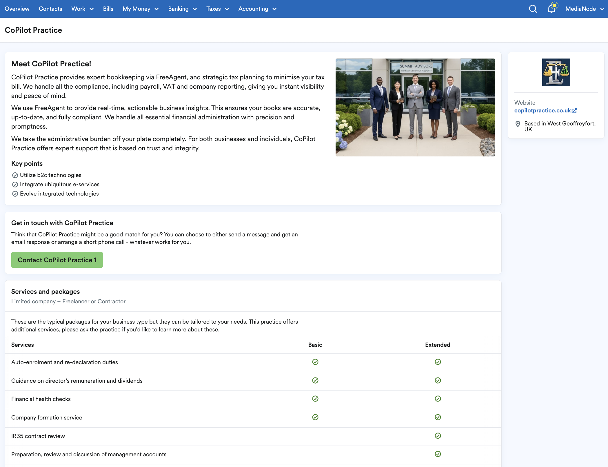 Information about the CoPilot practice and the services and packages that they offer