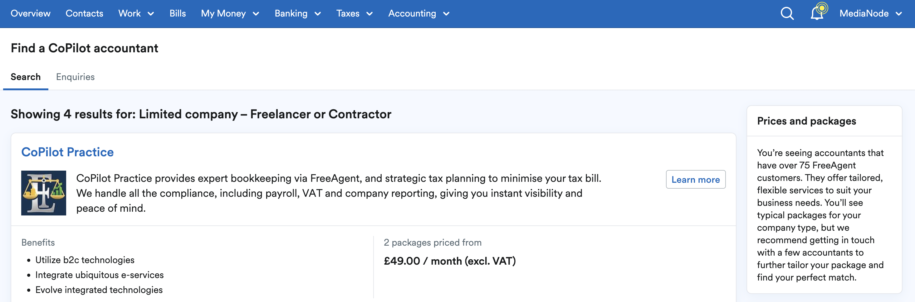 List of available CoPilot accountants to choose from
