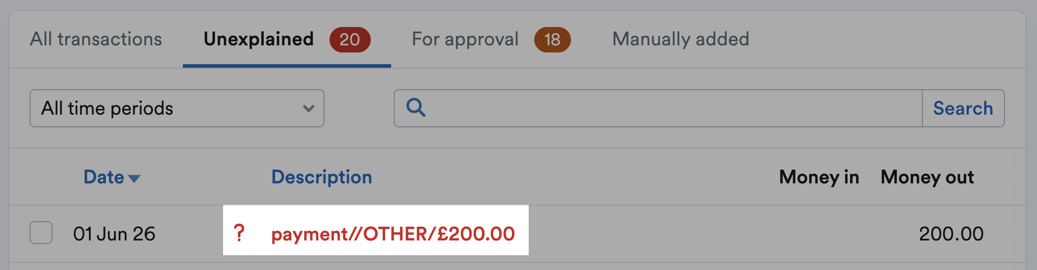 Transaction description highlighted