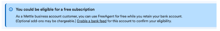 Free subscription eligibility banner