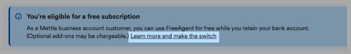Example banner after enabling a bank feed