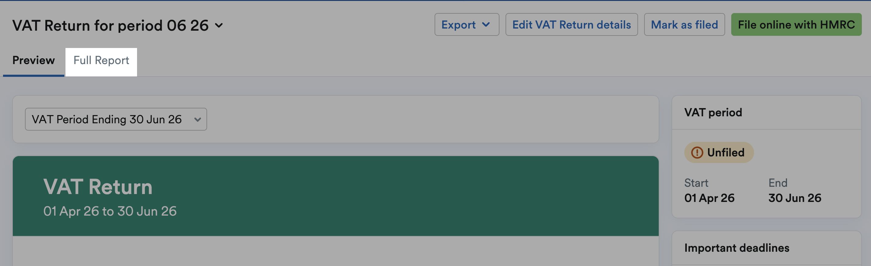 Full report tab highlighted