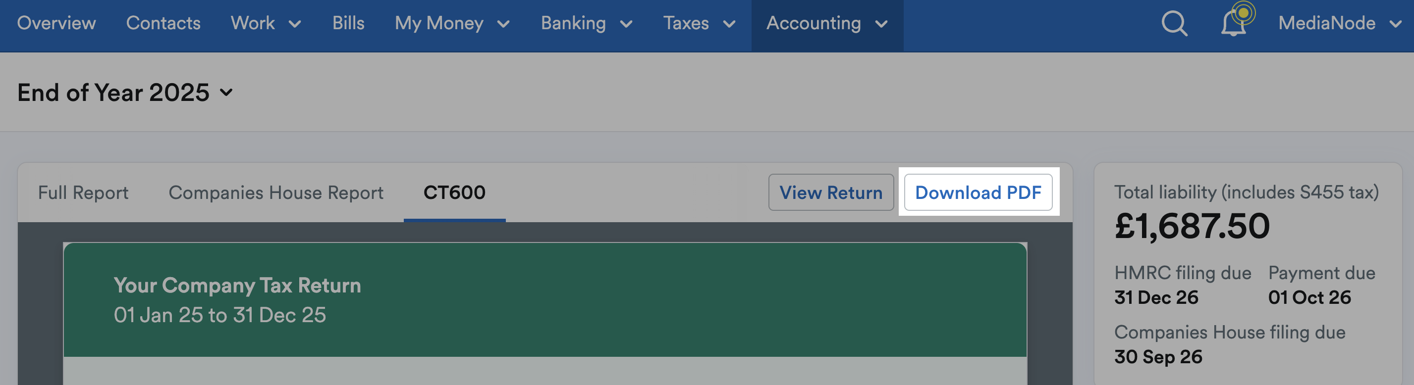 Download PDF button highlighted