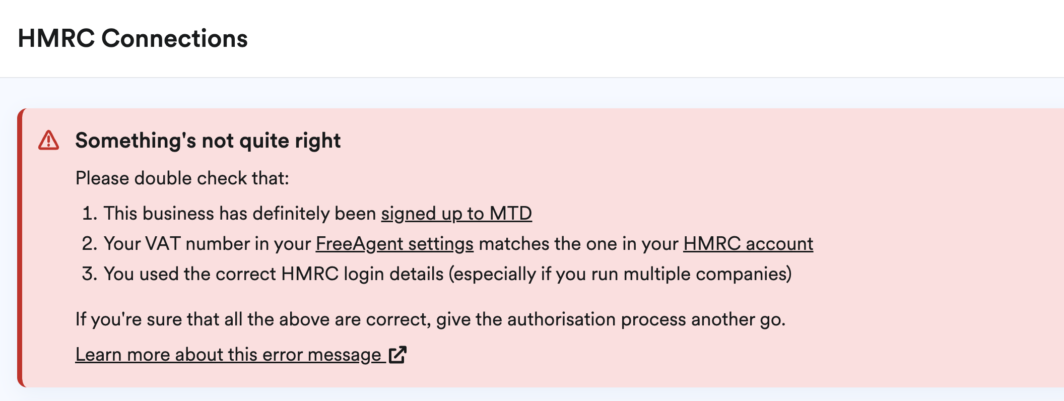 Somethings not quite right error message