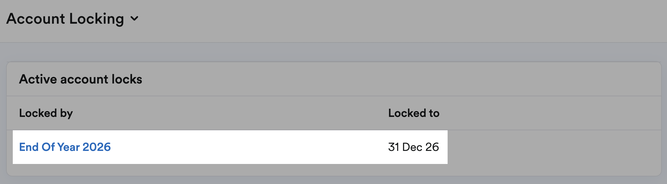 Active account lock highlighted