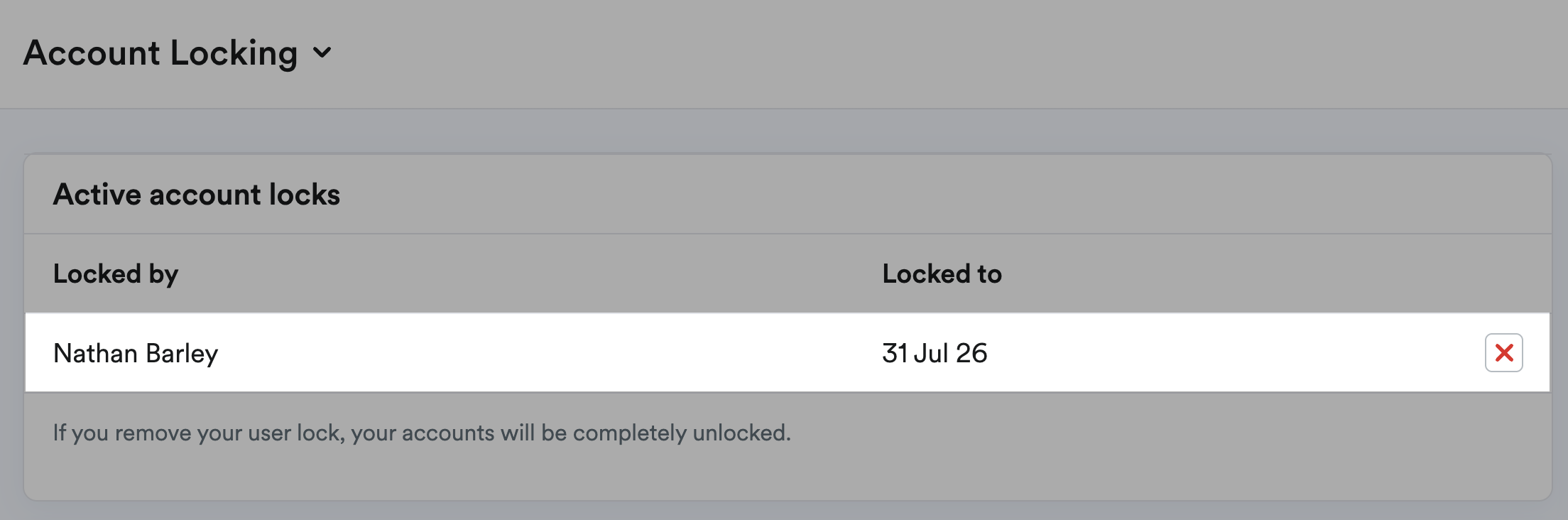 Example of a manual account lock