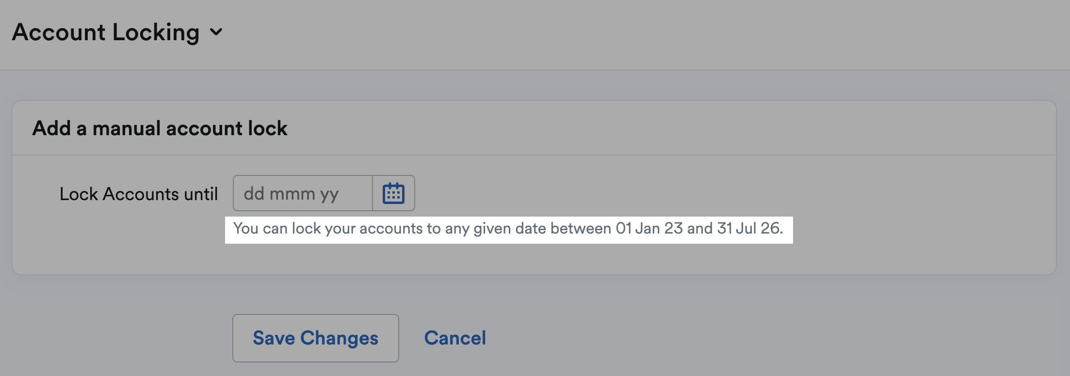 Date range for available locks