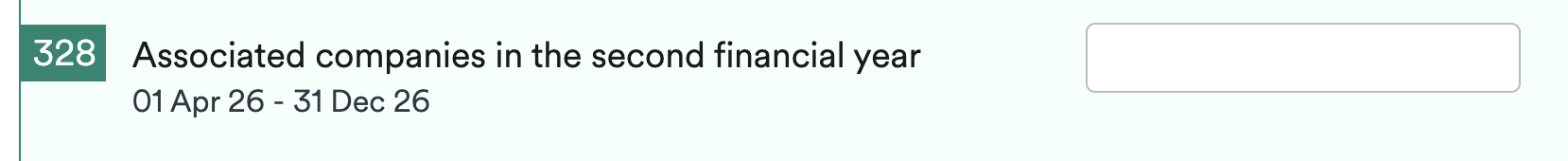 Box 328 for detailing 'Associated companies in the second financial year'.