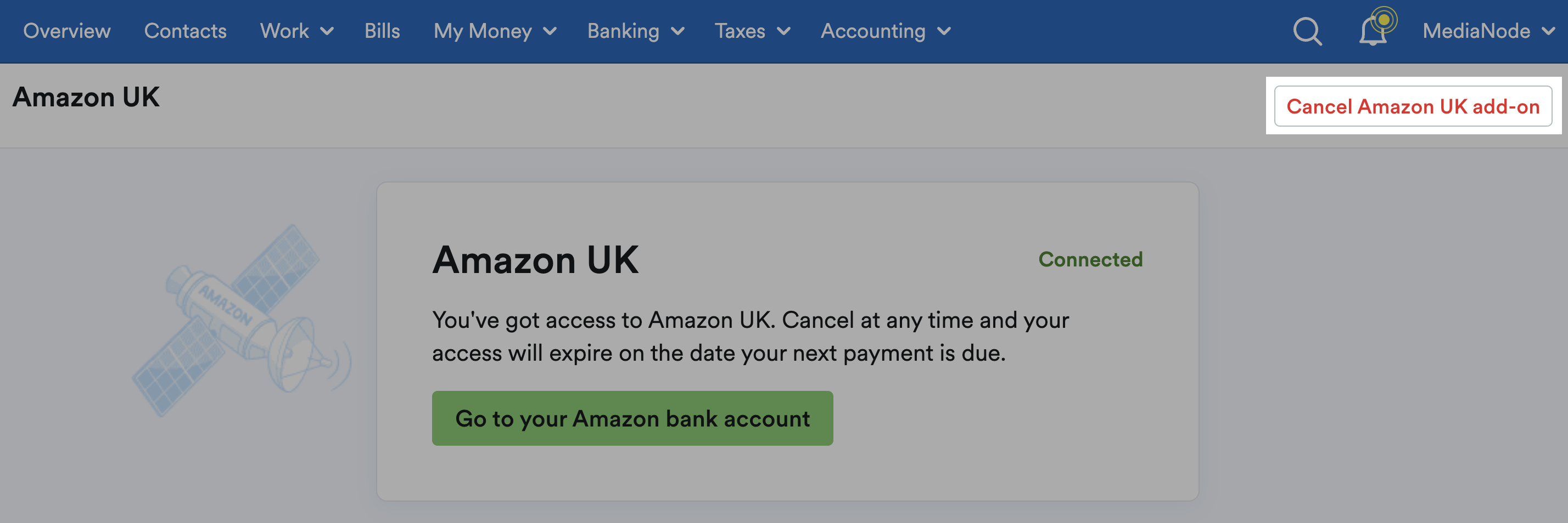 Cancel Amazon UK add-on button highlighted