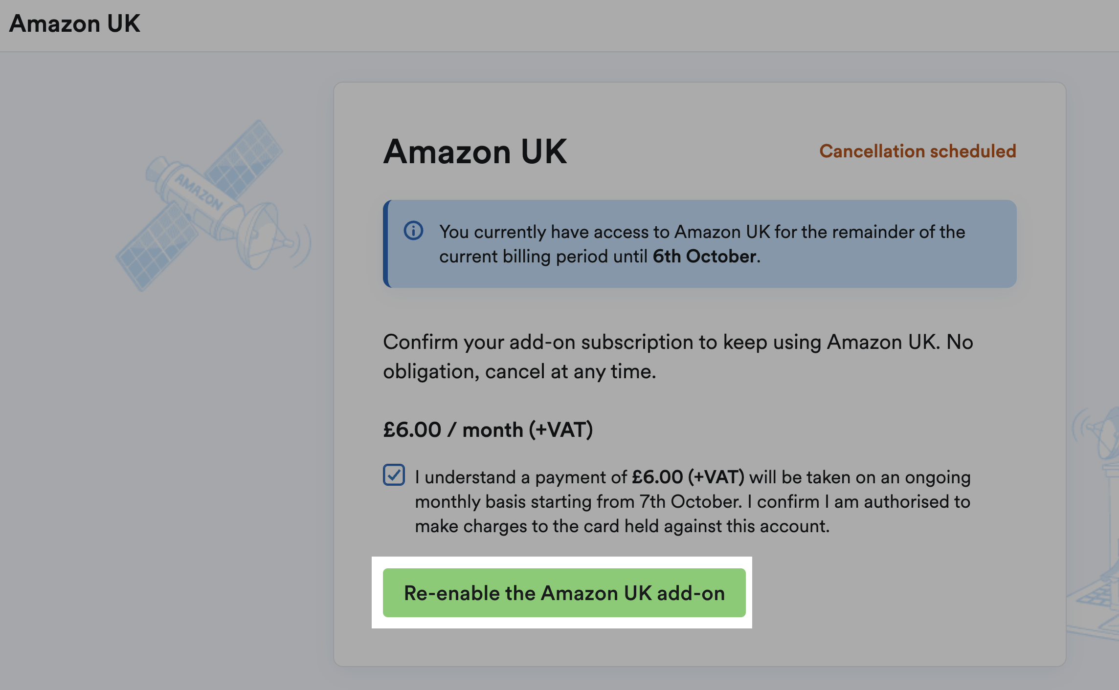 Re-enable the add-on button highlighted
