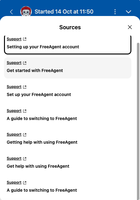 List of sources from the Knowledge Base used to generate the answer.
