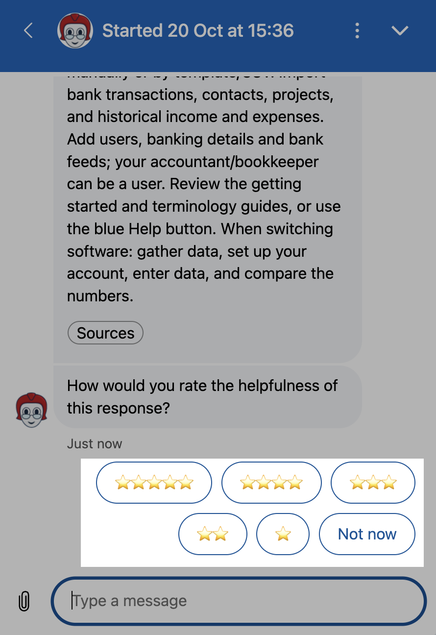Ratings of one to five stars to select from, or the 'Not now' button.
