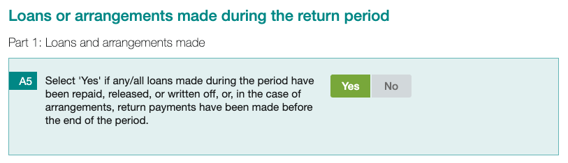 A5 box marked 'Yes'.