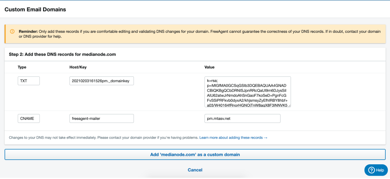 dns settings screeen