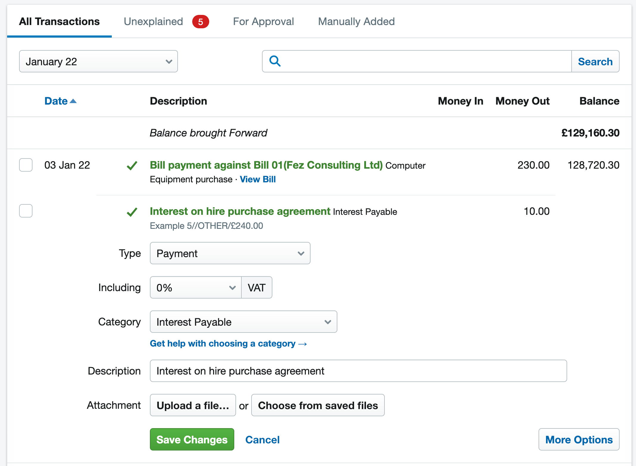 How to record an asset bought on hire purchase when using accruals