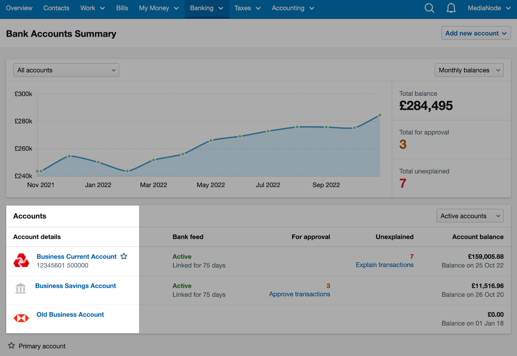 How to hide a bank account FreeAgent