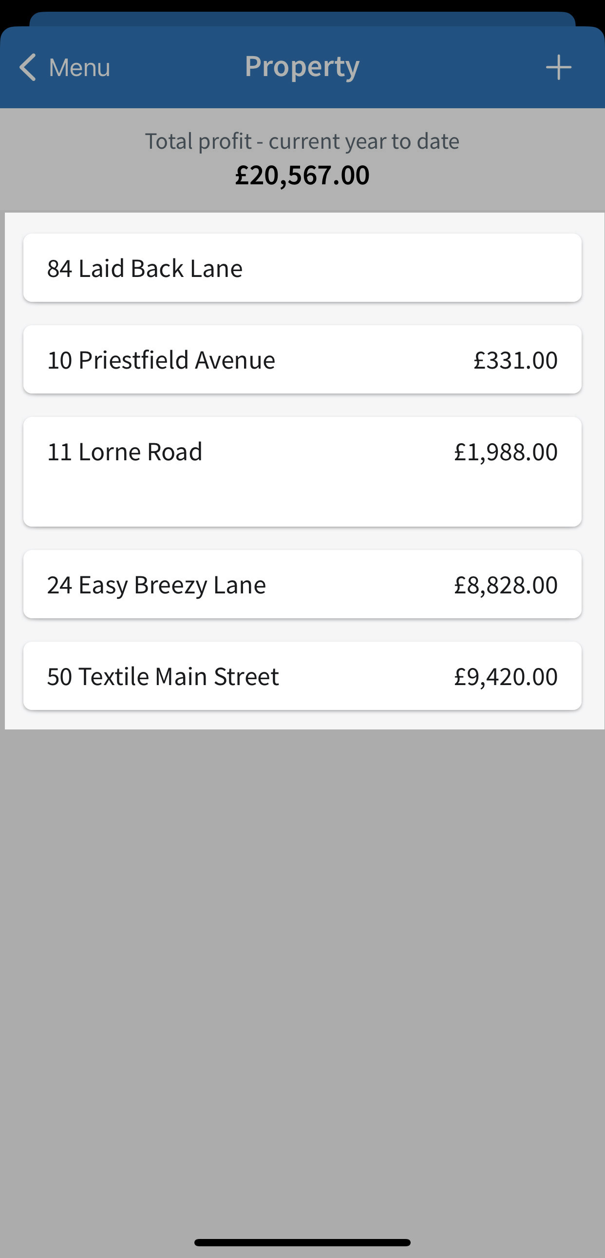 List of properties highlighted